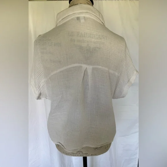 Ci Sono L.A Women’s Gauze Linen Button Down Blouse in True White Sz XL - Picture 3 of 4